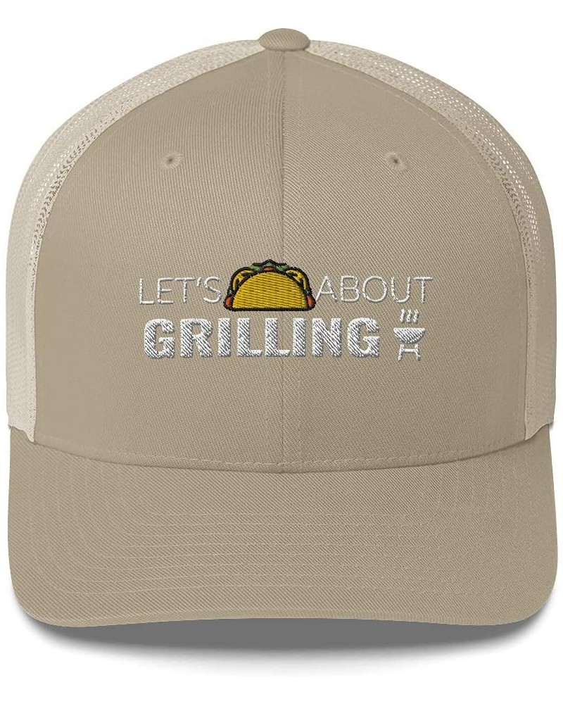 Let's Taco About Grilling BBQ Grill Adjustable Trucker Cap Mesh Hat Khaki $17.91 Baseball Caps