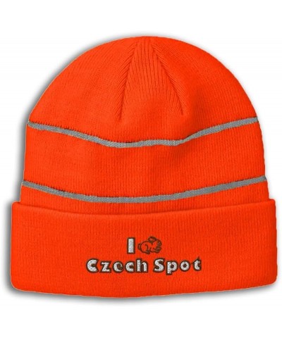 Custom Reflective Beanie I Rabbit Czech Spot High Visibility Running Gear Skull Cap for Men & Women 1 Size Neon Orange Design...