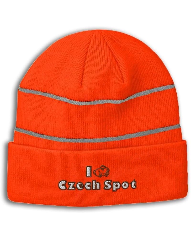 Custom Reflective Beanie I Rabbit Czech Spot High Visibility Running Gear Skull Cap for Men & Women 1 Size Neon Orange Design...