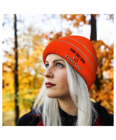 Custom Reflective Beanie I Rabbit Czech Spot High Visibility Running Gear Skull Cap for Men & Women 1 Size Neon Orange Design...