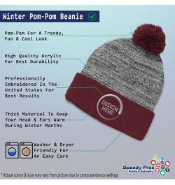 Custom Pom Pom Beanies for Women Texas State Flag Map A Embroidery Skull Cap Winter Hats for Men 1 Size Heather Gray Burgundy...