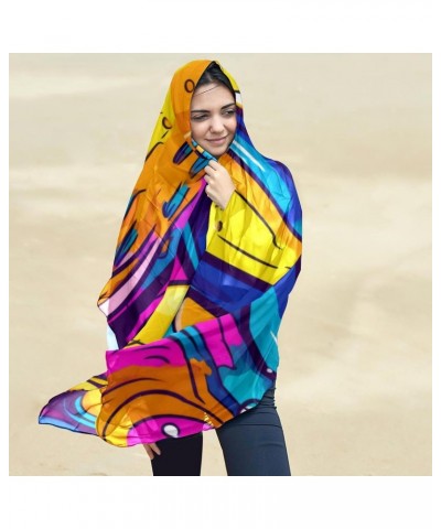 Women's Shawls Long Lightweight Silk Scarf Hair Scarf, abstract whale animal $11.57 Scarves