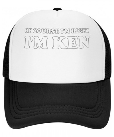 of Course I'm Right I'm Ken Women's Baseball Cap Low Profile Mesh Trucker Cap Adjustable Black $10.49 Baseball Caps