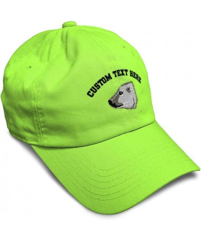 Soft Baseball Cap Polar Bear B Embroidery Wild Animals Bears Embroidery Cotton Dad Hats for Men & Women Lime Personalized Tex...