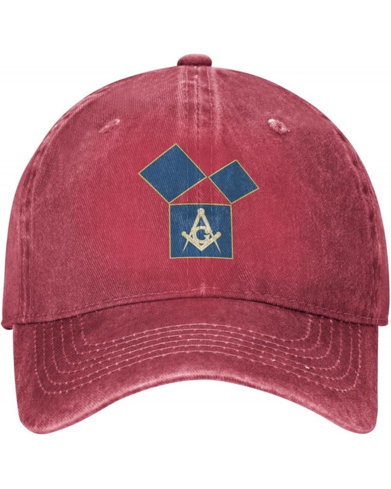 Masonic 47th Proposition of Euclid Gift Cowboy Hat Trucker Hat Baseball Cap for Womens Mens Dad Hats Summer Hat Black Red $11...