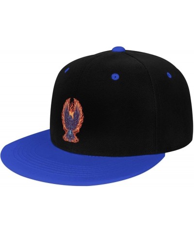 Firehawk and Skull Snapback Hat for Men Women Baseball Cap Trucker Flat Bill Hats Dad Caps Blue $12.12 Baseball Caps