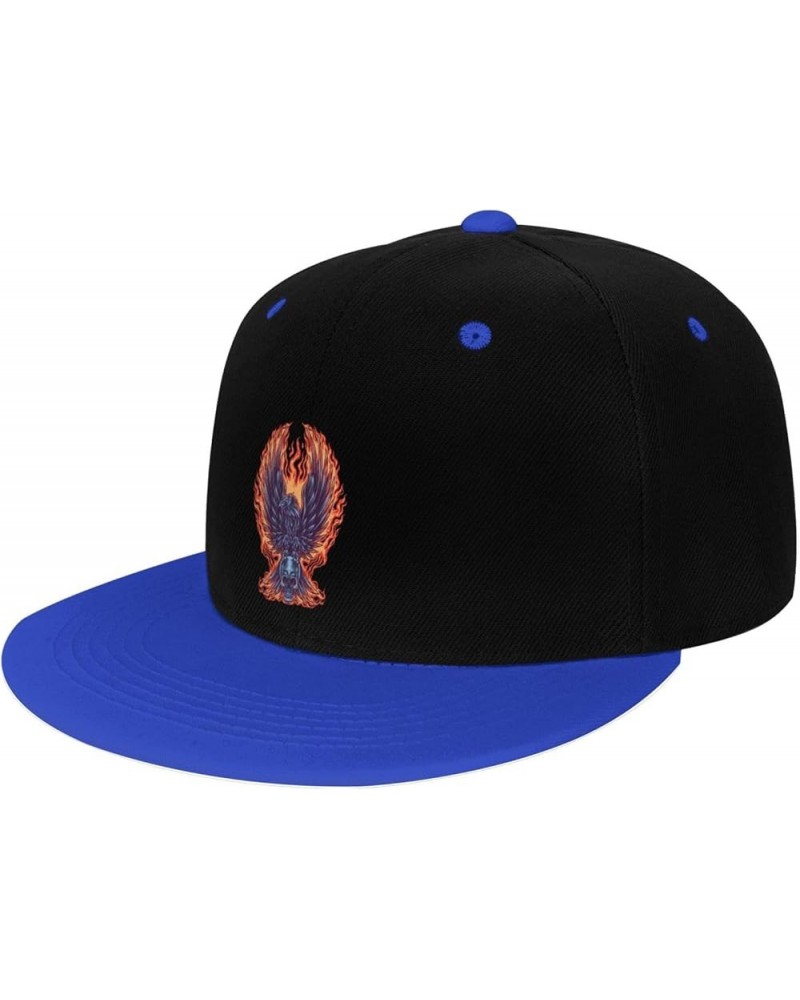 Firehawk and Skull Snapback Hat for Men Women Baseball Cap Trucker Flat Bill Hats Dad Caps Blue $12.12 Baseball Caps