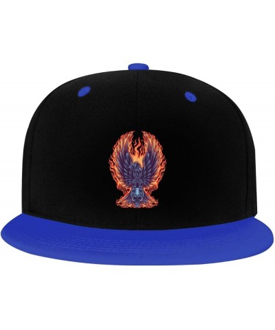 Firehawk and Skull Snapback Hat for Men Women Baseball Cap Trucker Flat Bill Hats Dad Caps Blue $12.12 Baseball Caps