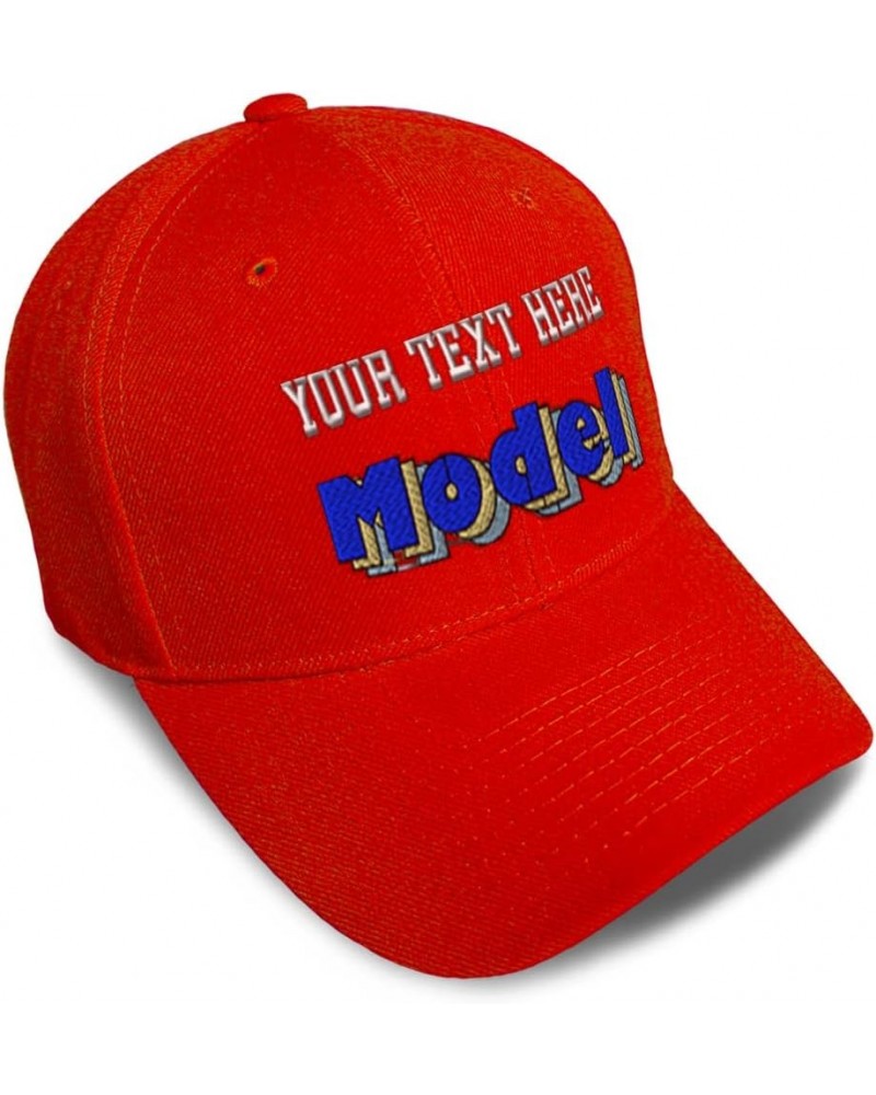 Custom Baseball Cap Model Fashion Acrylic Woman Dad Hats for Men and Women Red Personalized Text Here $14.84 Baseball Caps