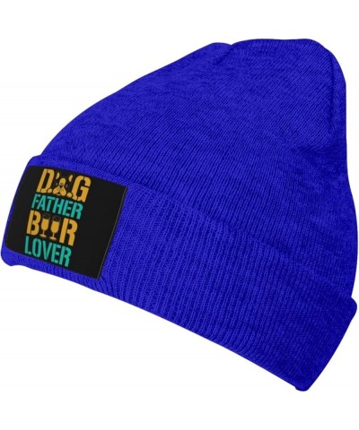 Dog Father Beer Lover Beanie Hat for Men Women Knit Skull Cap Warm Hats Black Knitted Caps Blue $9.80 Skullies & Beanies