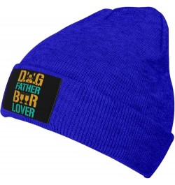 Dog Father Beer Lover Beanie Hat for Men Women Knit Skull Cap Warm Hats Black Knitted Caps Blue $9.80 Skullies & Beanies