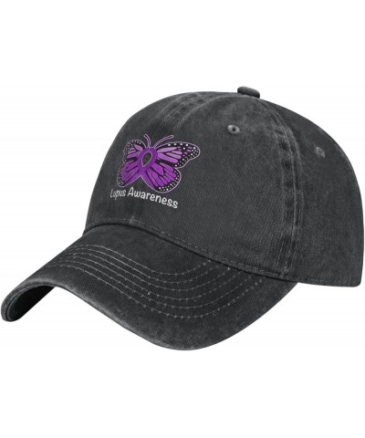 Lupus Awareness Butterfly Cowboy Baseball Hat Adjustable Washable Cowboy Baseball Hat Unisex Black Black $15.49 Cowboy Hats