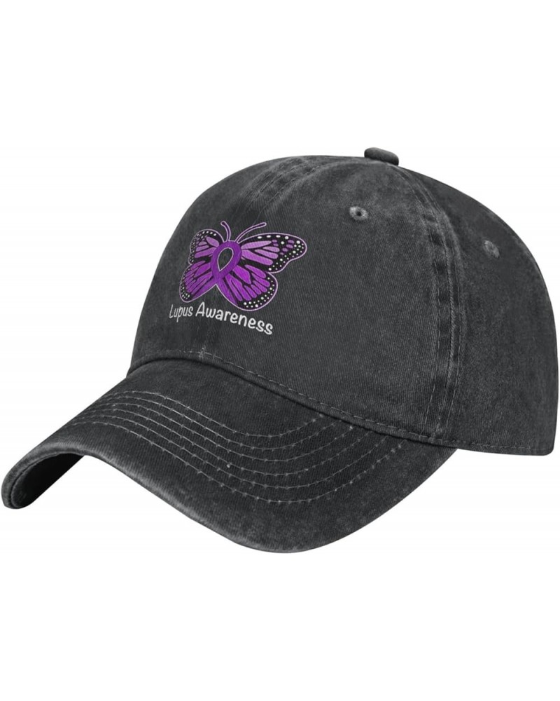 Lupus Awareness Butterfly Cowboy Baseball Hat Adjustable Washable Cowboy Baseball Hat Unisex Black Black $15.49 Cowboy Hats