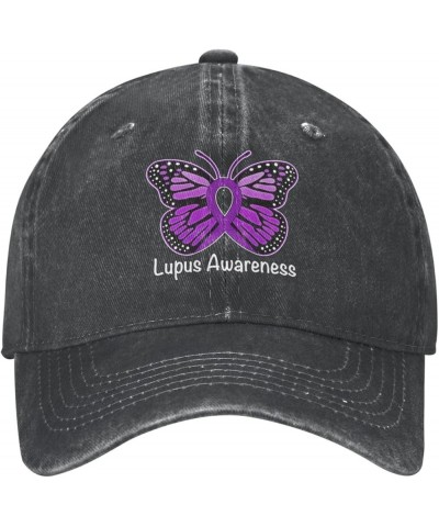 Lupus Awareness Butterfly Cowboy Baseball Hat Adjustable Washable Cowboy Baseball Hat Unisex Black Black $15.49 Cowboy Hats