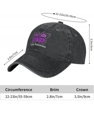 Lupus Awareness Butterfly Cowboy Baseball Hat Adjustable Washable Cowboy Baseball Hat Unisex Black Black $15.49 Cowboy Hats