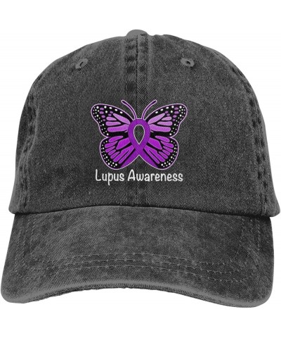 Lupus Awareness Butterfly Cowboy Baseball Hat Adjustable Washable Cowboy Baseball Hat Unisex Black Black $15.49 Cowboy Hats