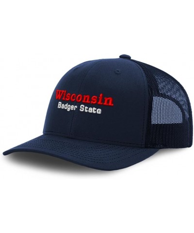 Trucker Hat Baseball Cap Wisconsin Badger State Cotton Dad Hats for Men & Women Navy $11.60 Baseball Caps