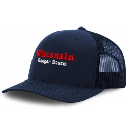 Trucker Hat Baseball Cap Wisconsin Badger State Cotton Dad Hats for Men & Women Navy $11.60 Baseball Caps