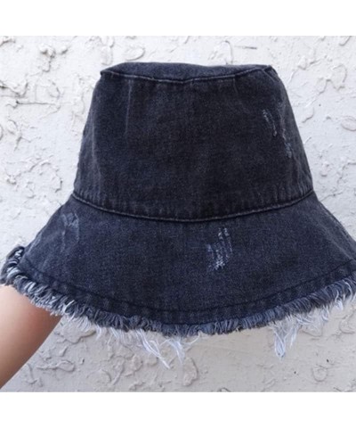 Fisherman's hat Summer Unisex Tassel Washed Denim Bucket Hats Fashion Wide Brim Foldable Cap Outdoor Unisex-Adult 01 $18.09 B...