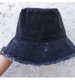 Fisherman's hat Summer Unisex Tassel Washed Denim Bucket Hats Fashion Wide Brim Foldable Cap Outdoor Unisex-Adult 01 $18.09 B...