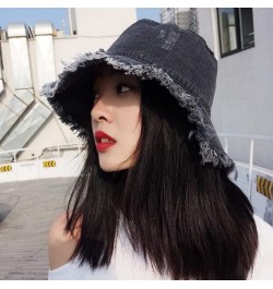 Fisherman's hat Summer Unisex Tassel Washed Denim Bucket Hats Fashion Wide Brim Foldable Cap Outdoor Unisex-Adult 01 $18.09 B...