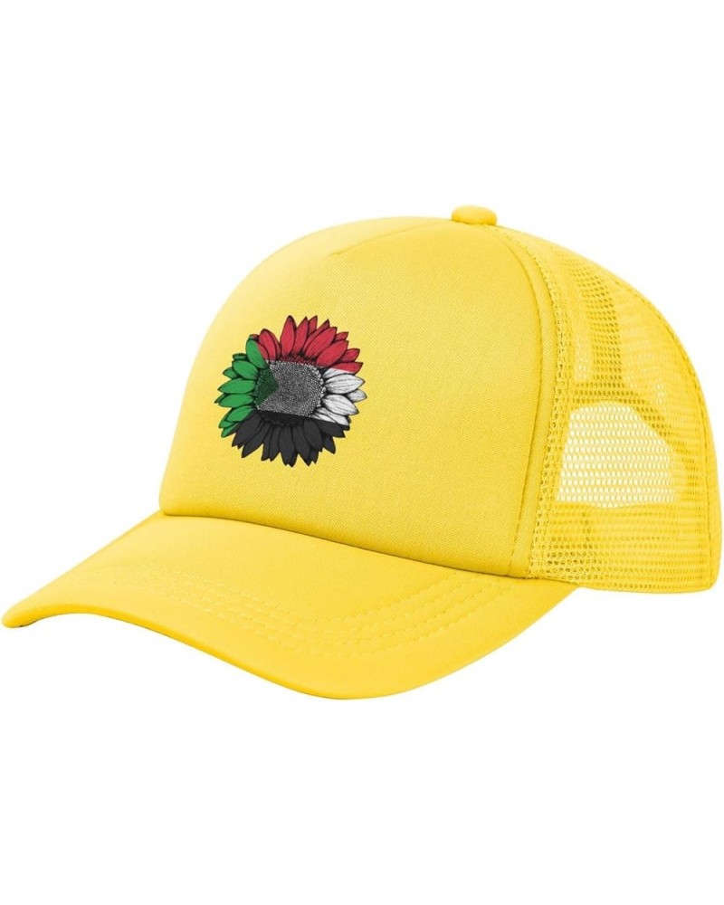 Trucker Hat Mesh Baseball Cap Adjustable Dad Hat Unisex Yellow $9.81 Baseball Caps