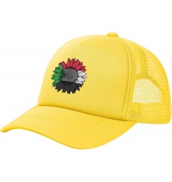 Trucker Hat Mesh Baseball Cap Adjustable Dad Hat Unisex Yellow $9.81 Baseball Caps