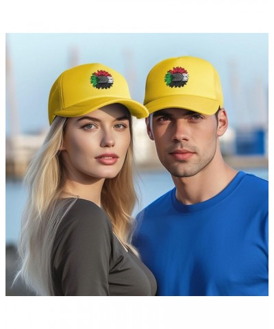 Trucker Hat Mesh Baseball Cap Adjustable Dad Hat Unisex Yellow $9.81 Baseball Caps