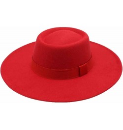 Wide-Brim Vintage Fedora Hat for Women Panama Style Flat Top Cap Jazz Hat with Band for Holiday Summer 11 $16.17 Fedoras