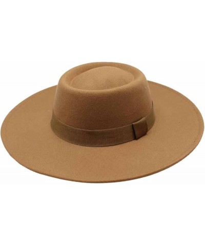 Wide-Brim Vintage Fedora Hat for Women Panama Style Flat Top Cap Jazz Hat with Band for Holiday Summer 11 $16.17 Fedoras