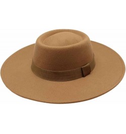 Wide-Brim Vintage Fedora Hat for Women Panama Style Flat Top Cap Jazz Hat with Band for Holiday Summer 11 $16.17 Fedoras