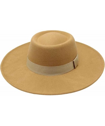 Wide-Brim Vintage Fedora Hat for Women Panama Style Flat Top Cap Jazz Hat with Band for Holiday Summer 11 $16.17 Fedoras