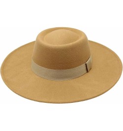 Wide-Brim Vintage Fedora Hat for Women Panama Style Flat Top Cap Jazz Hat with Band for Holiday Summer 11 $16.17 Fedoras