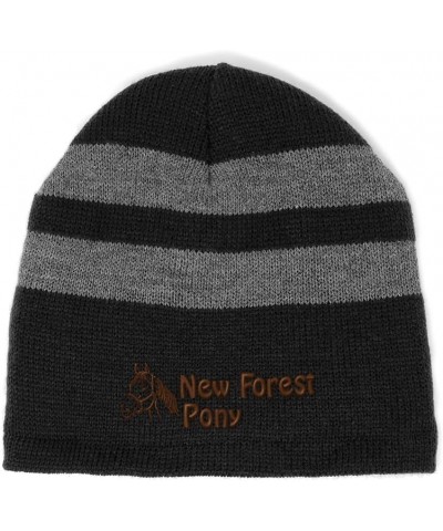 Custom Striped Beanie for Men & Women New Forest Pony Acrylic Fleece Skull Cap Hats 1 Size Black Design Only $16.19 Skullies ...