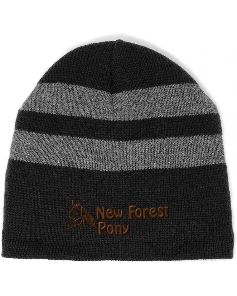 Custom Striped Beanie for Men & Women New Forest Pony Acrylic Fleece Skull Cap Hats 1 Size Black Design Only $16.19 Skullies ...