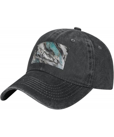 Marble Print Washed Cowboy Baseball Cap for Adults Adjustable Caps Fashion Cap A Sun Hat Black $10.94 Baseball Caps