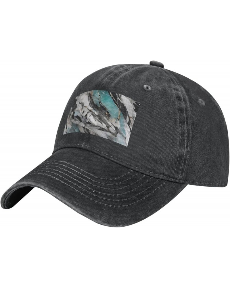 Marble Print Washed Cowboy Baseball Cap for Adults Adjustable Caps Fashion Cap A Sun Hat Black $10.94 Baseball Caps