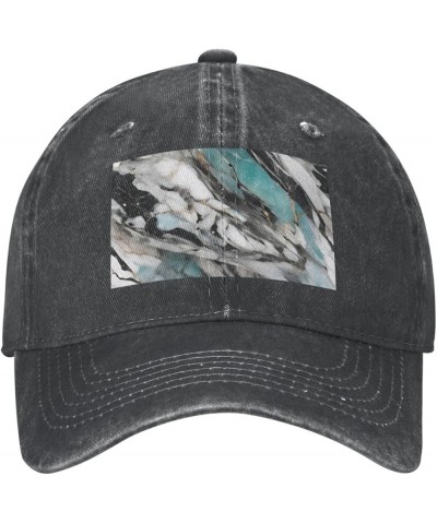 Marble Print Washed Cowboy Baseball Cap for Adults Adjustable Caps Fashion Cap A Sun Hat Black $10.94 Baseball Caps