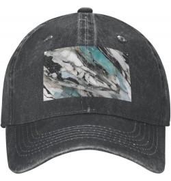 Marble Print Washed Cowboy Baseball Cap for Adults Adjustable Caps Fashion Cap A Sun Hat Black $10.94 Baseball Caps