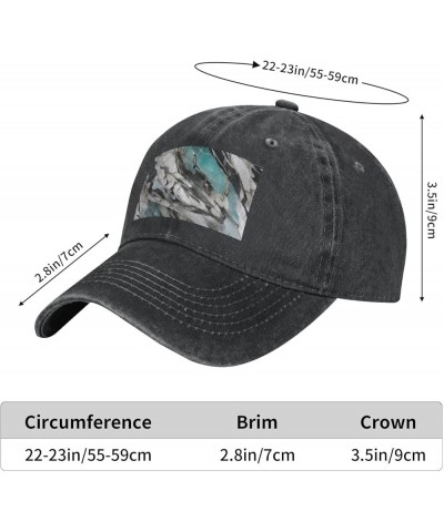 Marble Print Washed Cowboy Baseball Cap for Adults Adjustable Caps Fashion Cap A Sun Hat Black $10.94 Baseball Caps