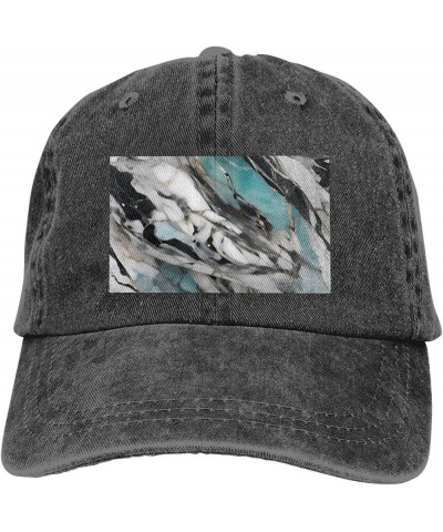 Marble Print Washed Cowboy Baseball Cap for Adults Adjustable Caps Fashion Cap A Sun Hat Black $10.94 Baseball Caps