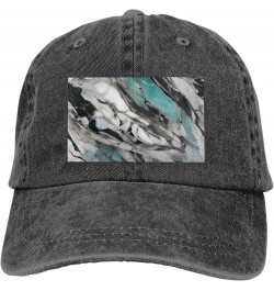 Marble Print Washed Cowboy Baseball Cap for Adults Adjustable Caps Fashion Cap A Sun Hat Black $10.94 Baseball Caps