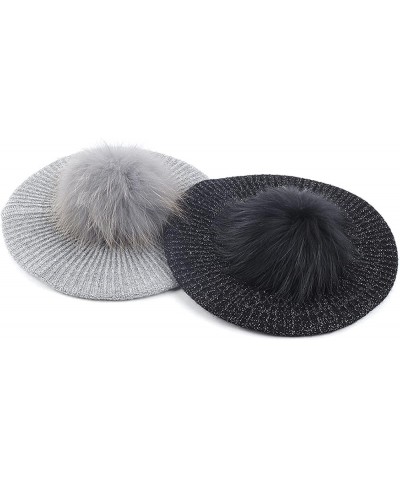 Women Winter Warm Wool Blend Beret Hat Girls Beret Hat Slouchy Female Bonnet Caps One Size Dark Gray B $18.32 Berets