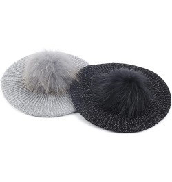 Women Winter Warm Wool Blend Beret Hat Girls Beret Hat Slouchy Female Bonnet Caps One Size Dark Gray B $18.32 Berets