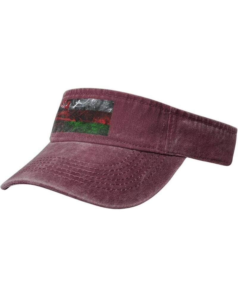 Smoke Style Flag of Oman Sun Visor Hats for Women Men Adjustable Sports Sun Hats Golf Cap Red $14.04 Visors