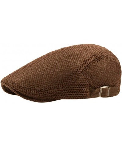 Men Breathable Mesh Summer Hat Newsboy Beret Cap Cabbie Flat Cap Its Time for Dodger Baseball Coffee $6.70 Newsboy Caps