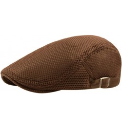 Men Breathable Mesh Summer Hat Newsboy Beret Cap Cabbie Flat Cap Its Time for Dodger Baseball Coffee $6.70 Newsboy Caps