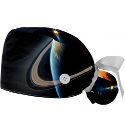 2-Pc Bouffant Turban Hats,Tie Back Hat with Buttons,Fishing Hat,Space Planet Nebula Universe $11.23 Skullies & Beanies