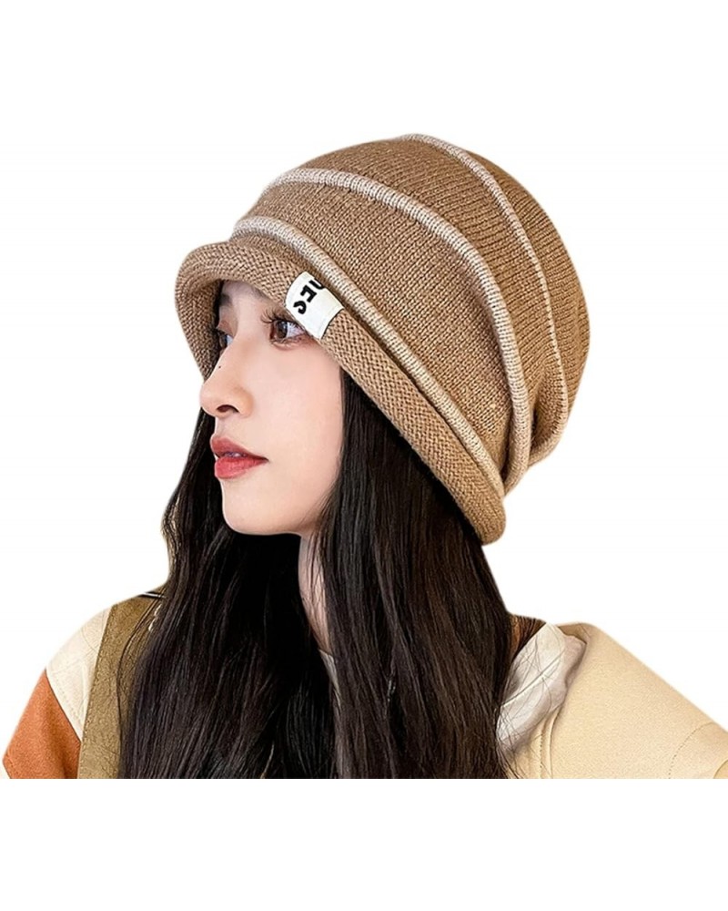 Women Winter Warm Knit Hat Trendy Lightweight Travel Beach Sun Hat Fleece Lined Hat Warm Stocking Hats Khaki $10.04 Skullies ...