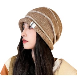 Women Winter Warm Knit Hat Trendy Lightweight Travel Beach Sun Hat Fleece Lined Hat Warm Stocking Hats Khaki $10.04 Skullies ...